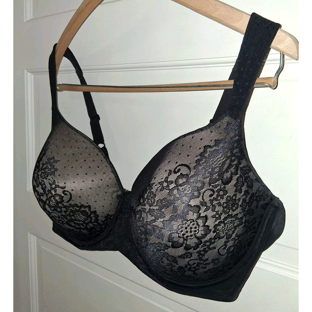Vanity Fair Full Figure Black Lace Bra Size 42D #71262